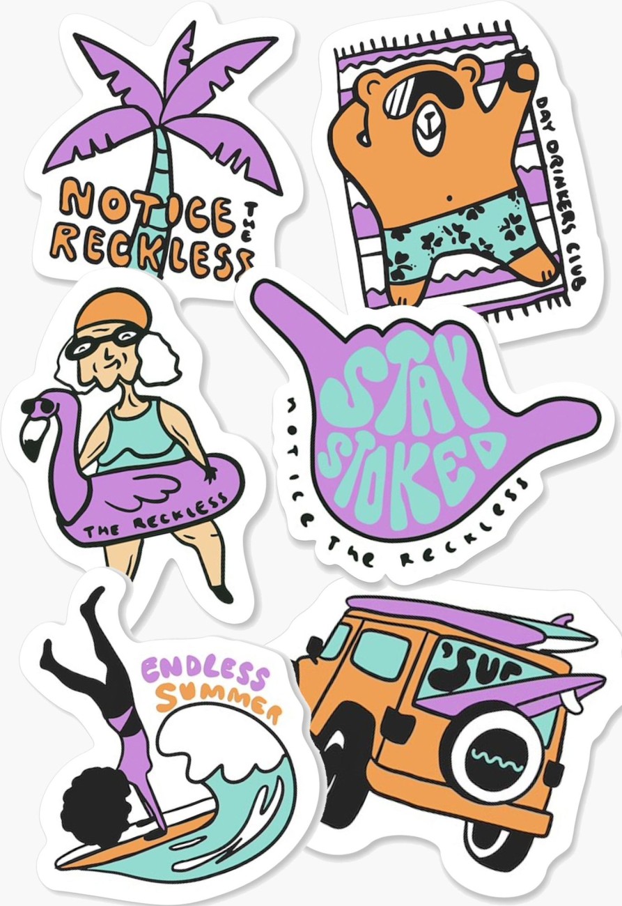 Men Notice The Reckless Accessories | Gone Surfing Sticker Pack