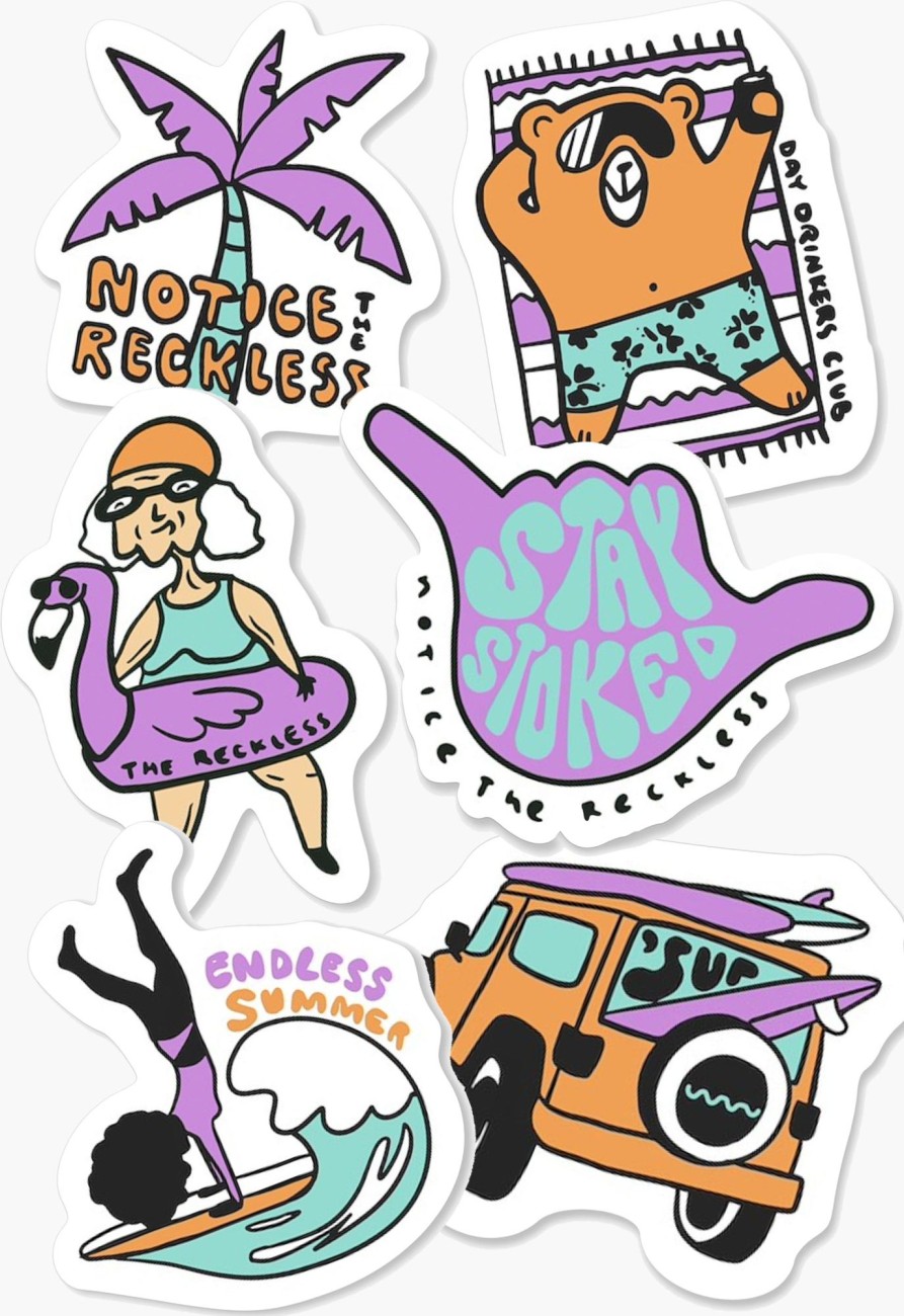 Men Notice The Reckless Stickers | Gone Surfing Sticker Pack