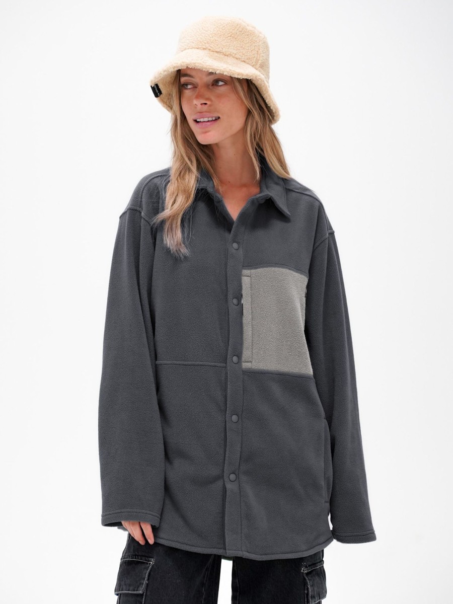 Women Notice The Reckless Ponchos & Shirts | Charcoal Polar Vest